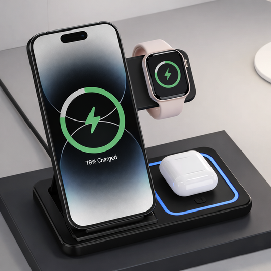 Gripfy 3-in-1 Foldable Wireless Charger for iPhone, Apple Watch & AirPods