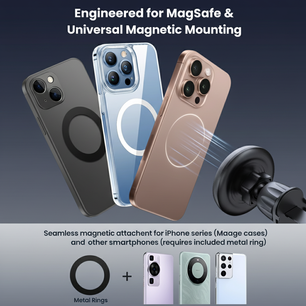 TOPK Magsafe Car Phone Holder – Strong Magnet, Single-Hand Operation